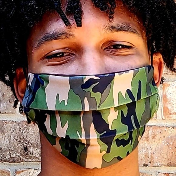 Camo Unisex Handmade Cotton Face Mask, Reuse/Wash. - Picture 1 of 6